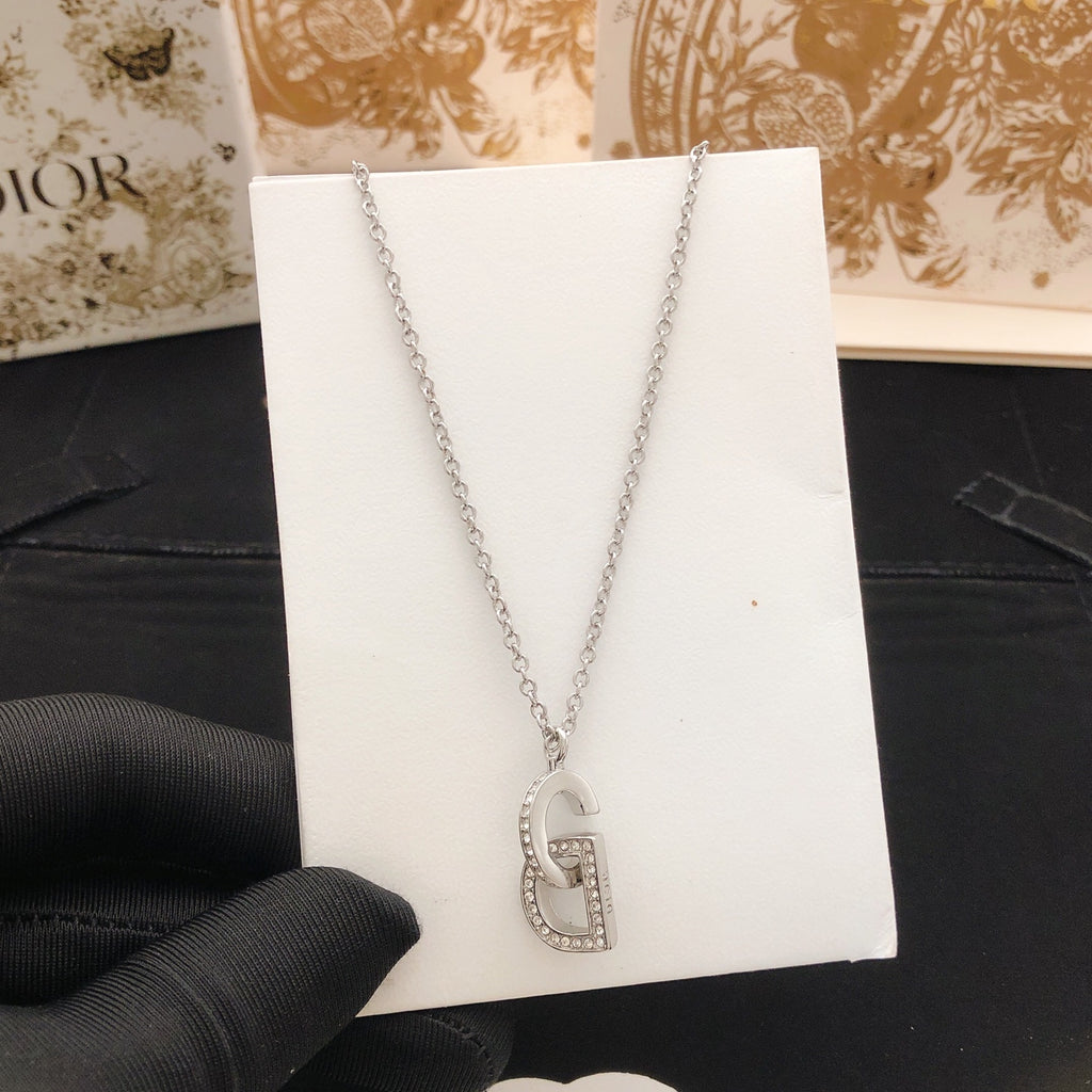 Dior Silver-Tone Vertical CD Necklace - product image 3