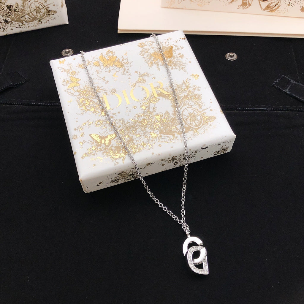 Dior Silver-Tone Vertical CD Necklace - product image 1