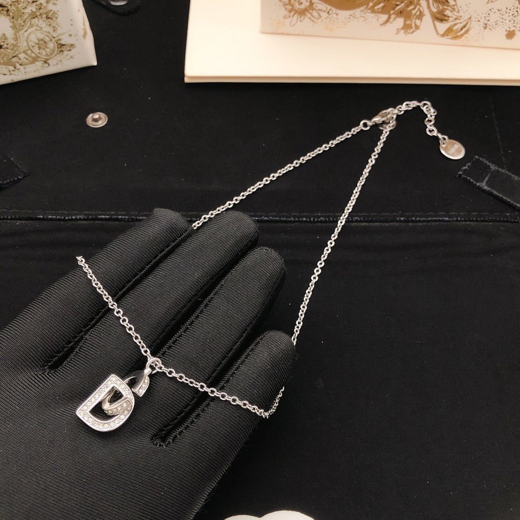 Dior Silver-Tone Vertical CD Necklace - product image 2