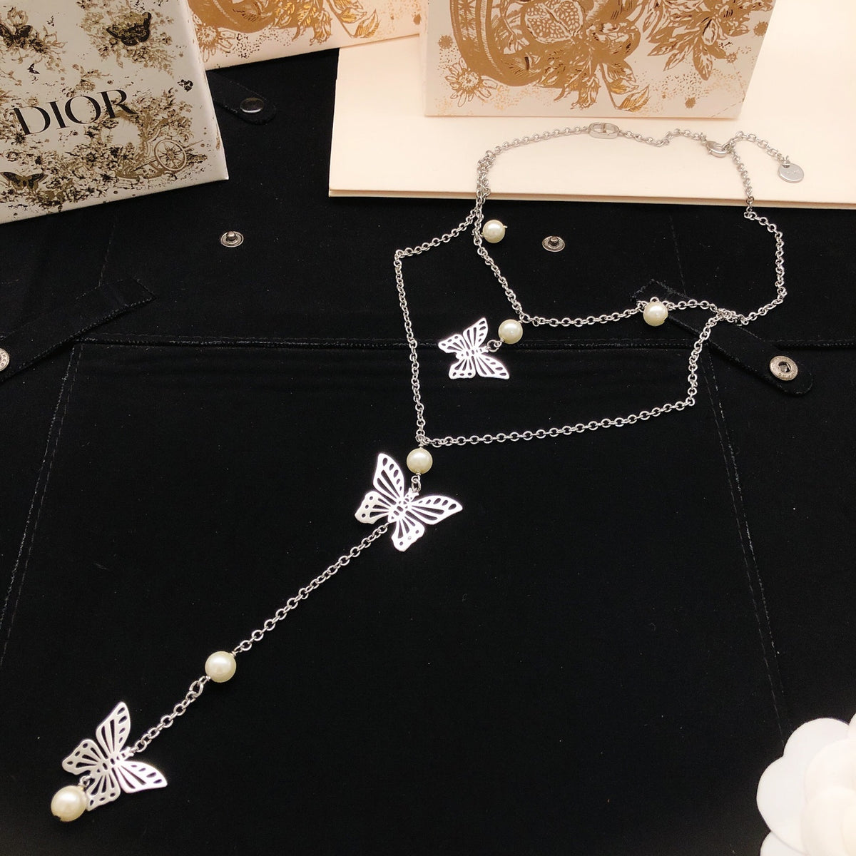 Dior Silver-Tone Butterfly Lariat Necklace - product image 1