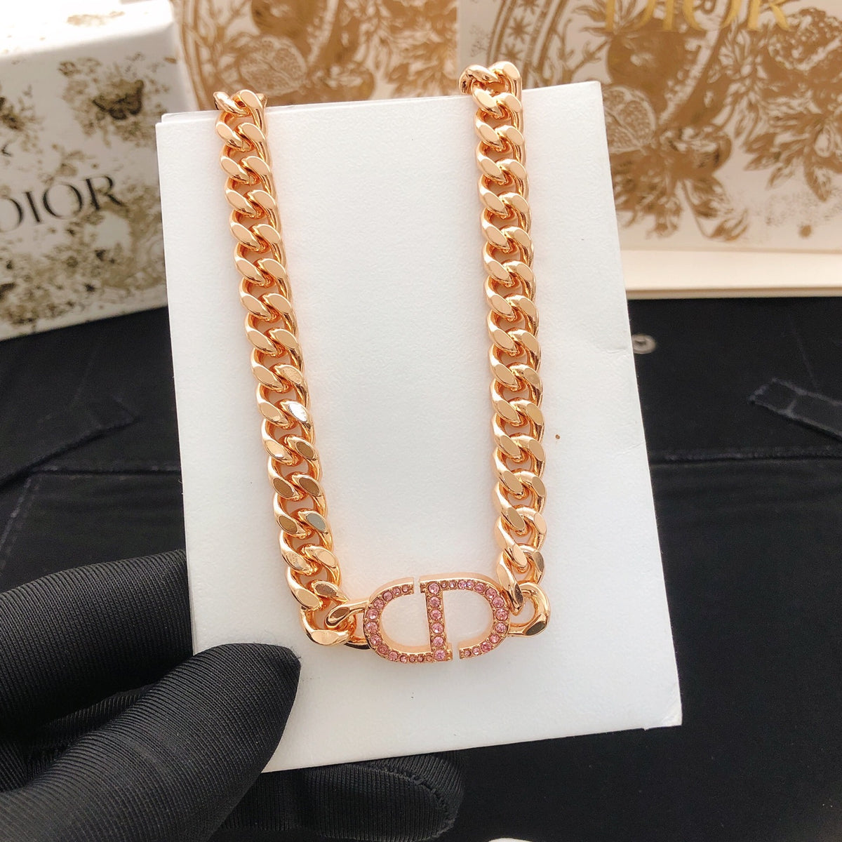 Dior Rose-Gold-Tone CD Curb Necklace - product image 4
