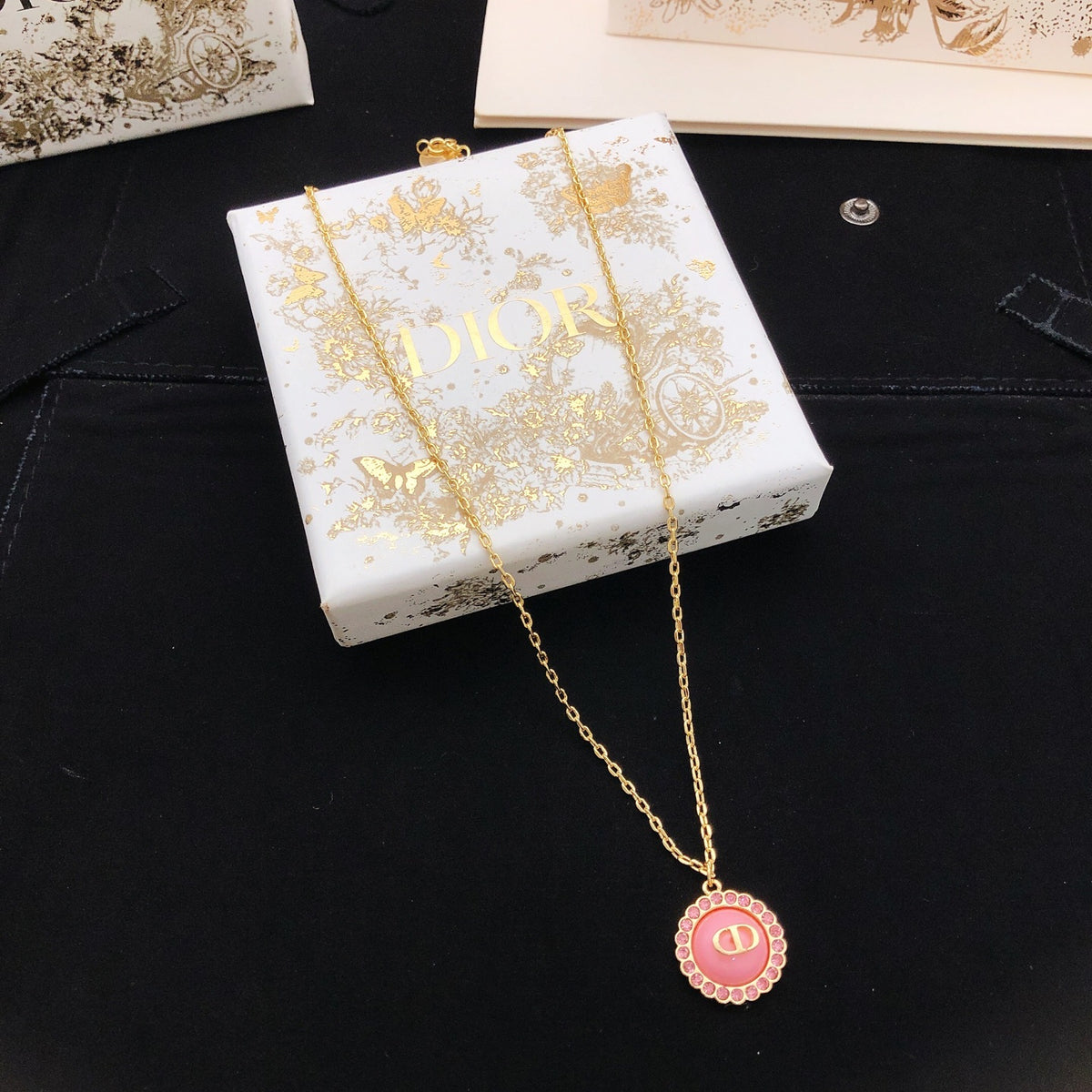 Dior Pink Medallion Pendant Necklace - product image 1