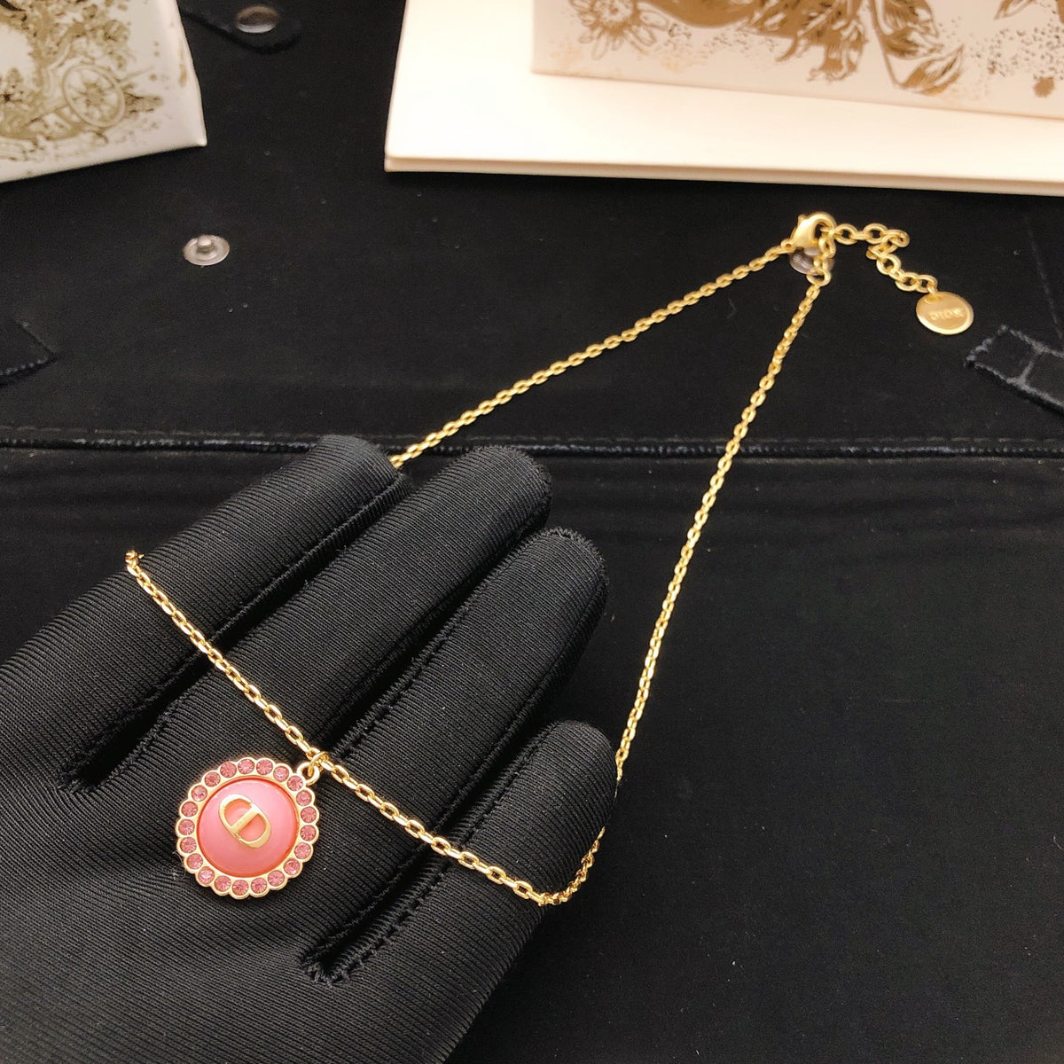 Dior Pink Medallion Pendant Necklace - product image 4