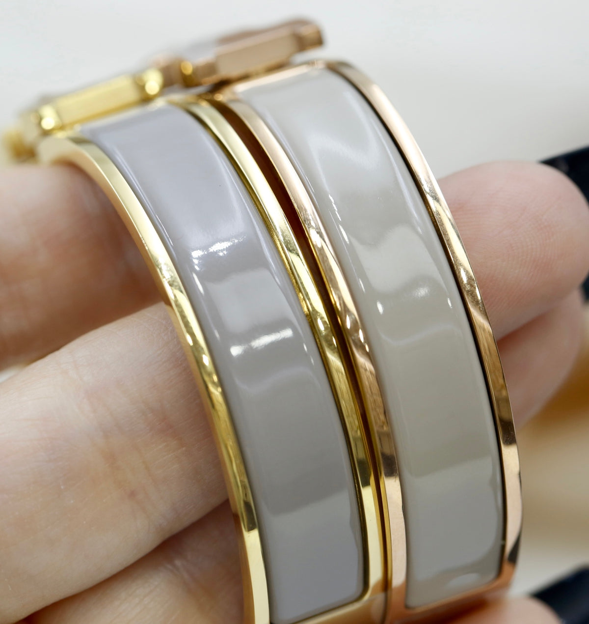 Hermès H-Clasp Enamel Bangle in Three Metal Tones - album image 7