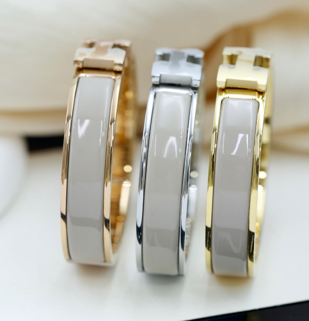 Hermès H-Clasp Enamel Bangle in Three Metal Tones - album image 1