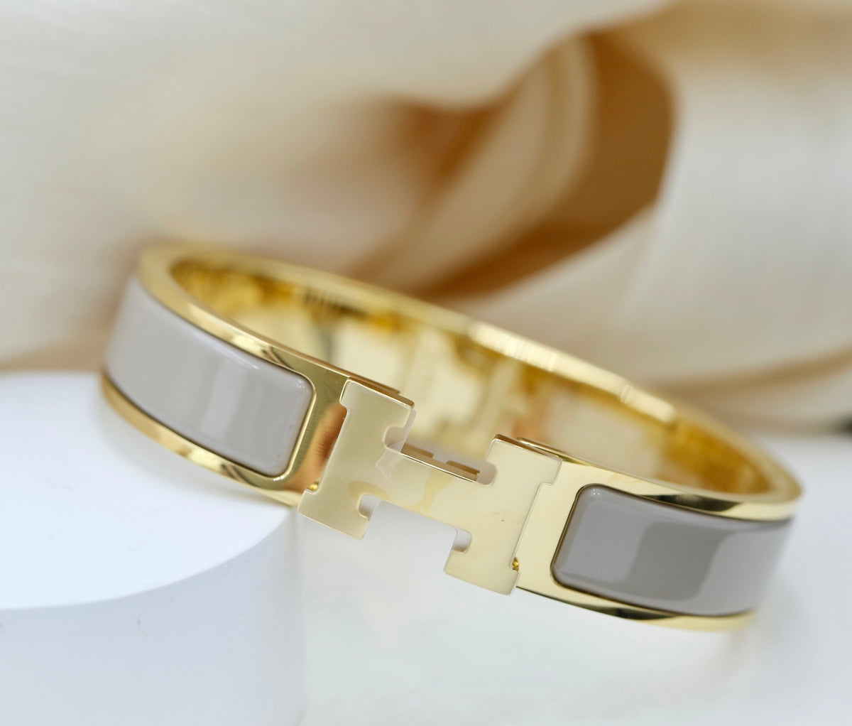 Hermès H-Clasp Enamel Bangle in Three Metal Tones - album image 2