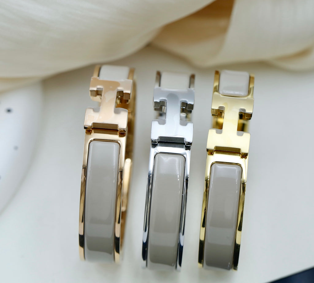 Hermès H-Clasp Enamel Bangle in Three Metal Tones - album image 6