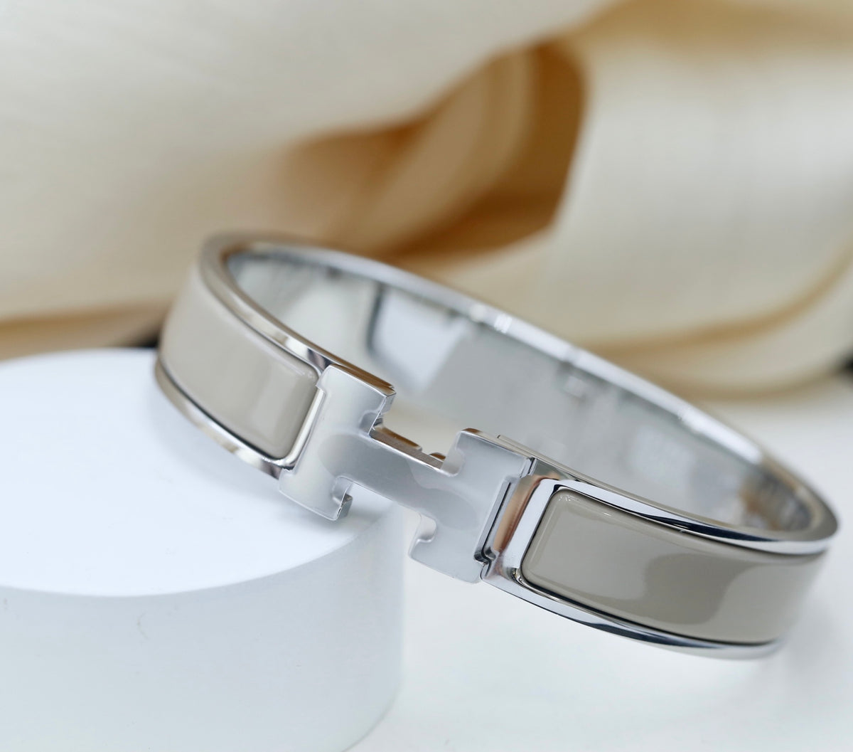 Hermès H-Clasp Enamel Bangle in Three Metal Tones - album image 3