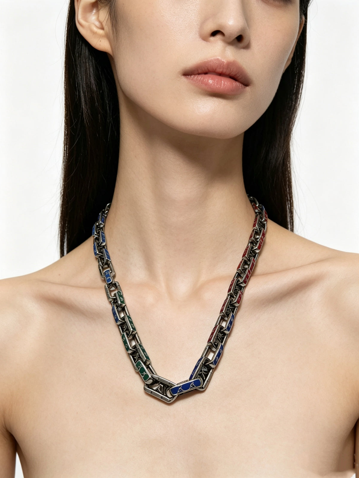 Louis Vuitton Silver-Tone Antiqued Chain Necklace - album image 8