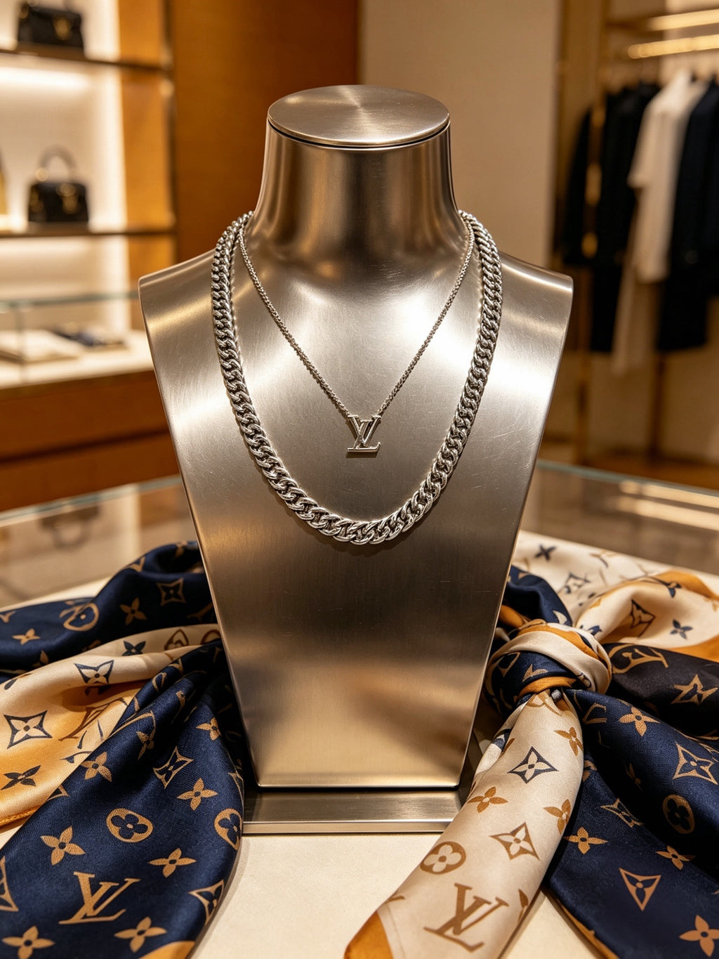 Louis Vuitton Silver-Tone Antiqued Chain Necklace - album image 7