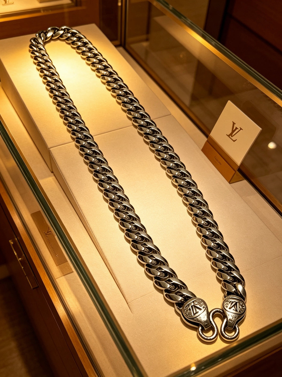 Louis Vuitton Silver-Tone Antiqued Chain Necklace - album image 6