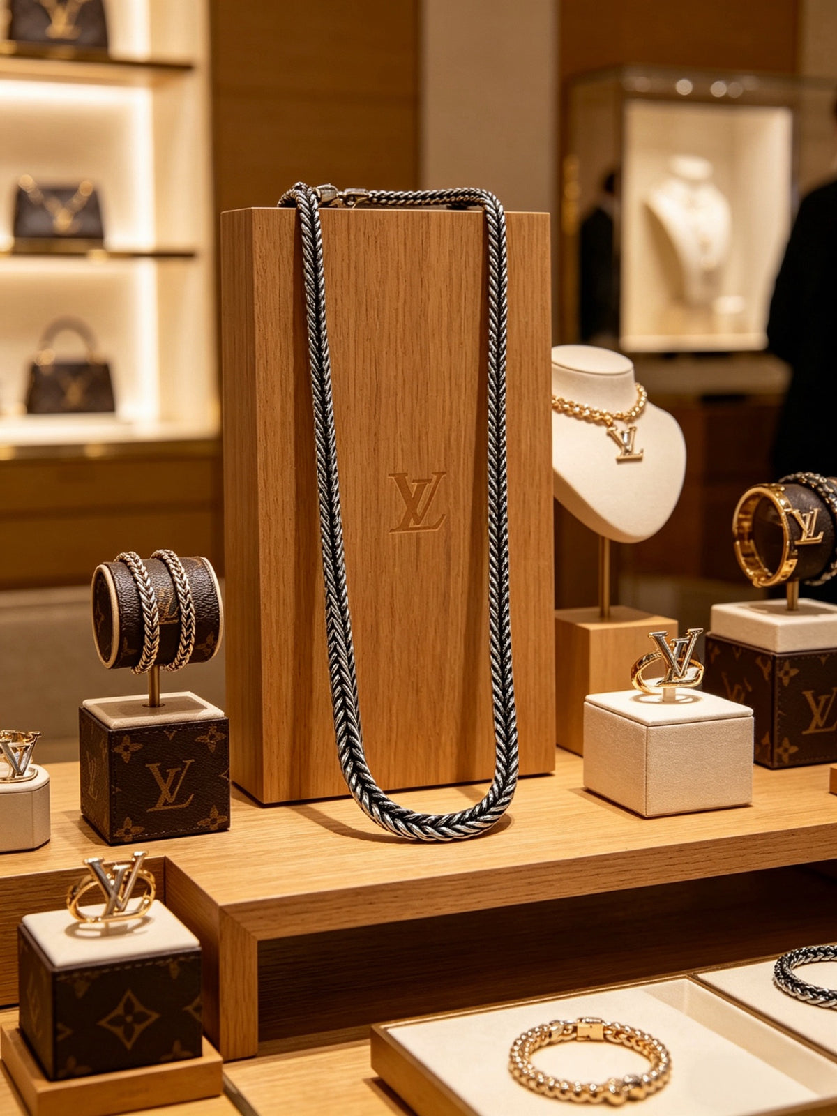 Louis Vuitton Silver-Tone Antiqued Chain Necklace - album image 7