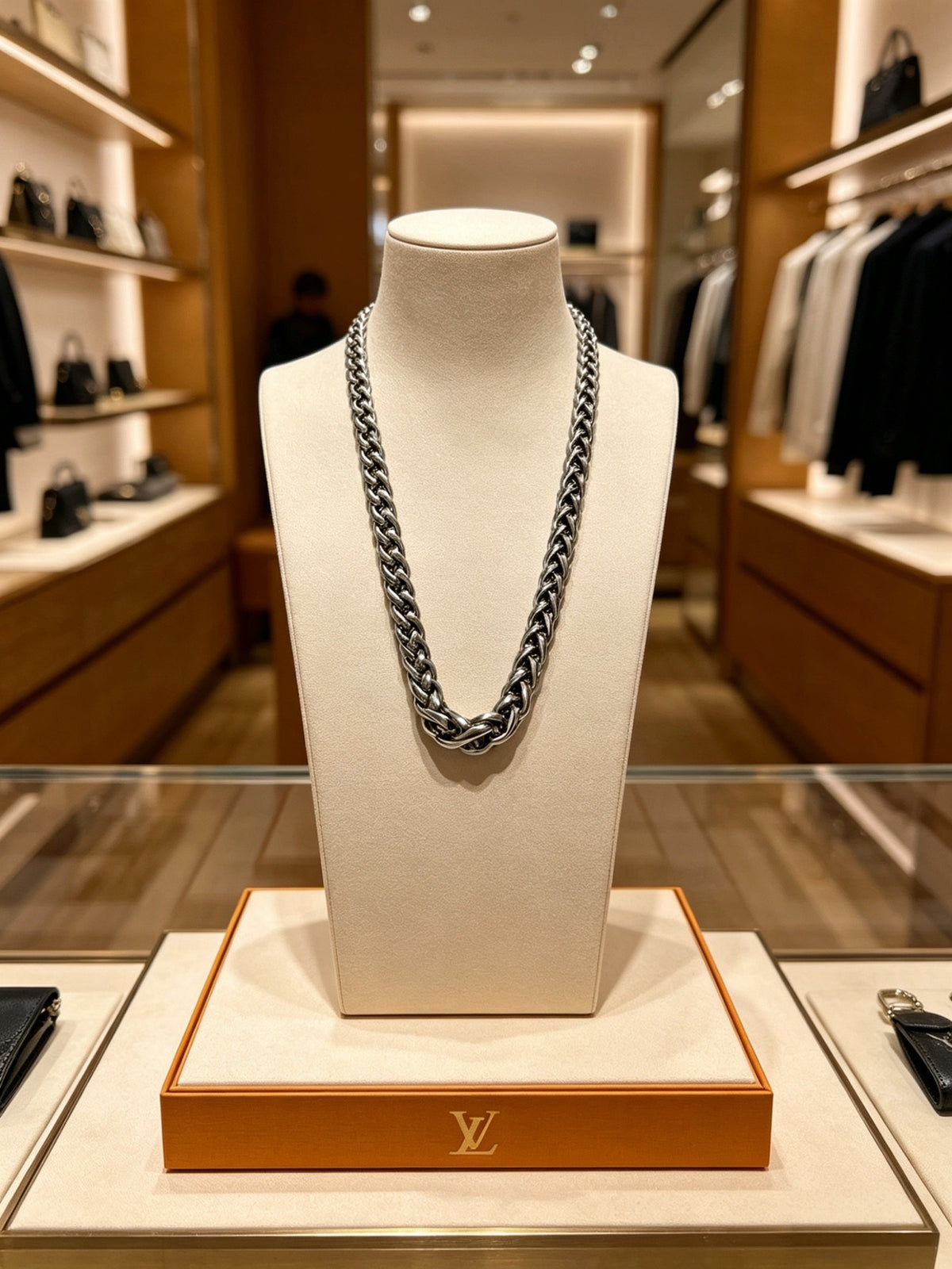 Louis Vuitton Silver-Tone Antiqued Chain Necklace - album image 7