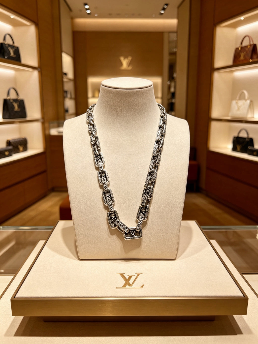 Louis Vuitton Silver-Tone Antiqued Chain Necklace - album image 7