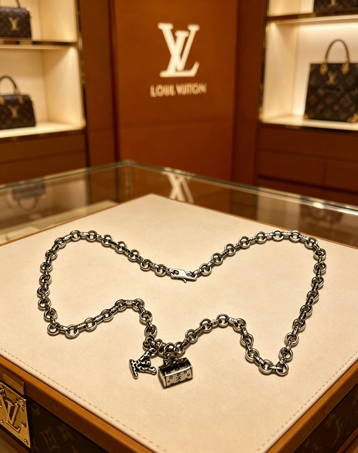 Louis Vuitton Silver-Tone Antiqued Chain Necklace - album image 8