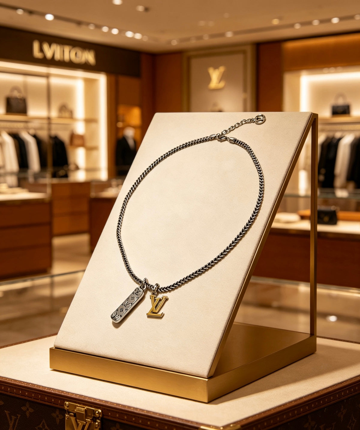 Louis Vuitton Silver-Tone Antiqued Chain Necklace - album image 7