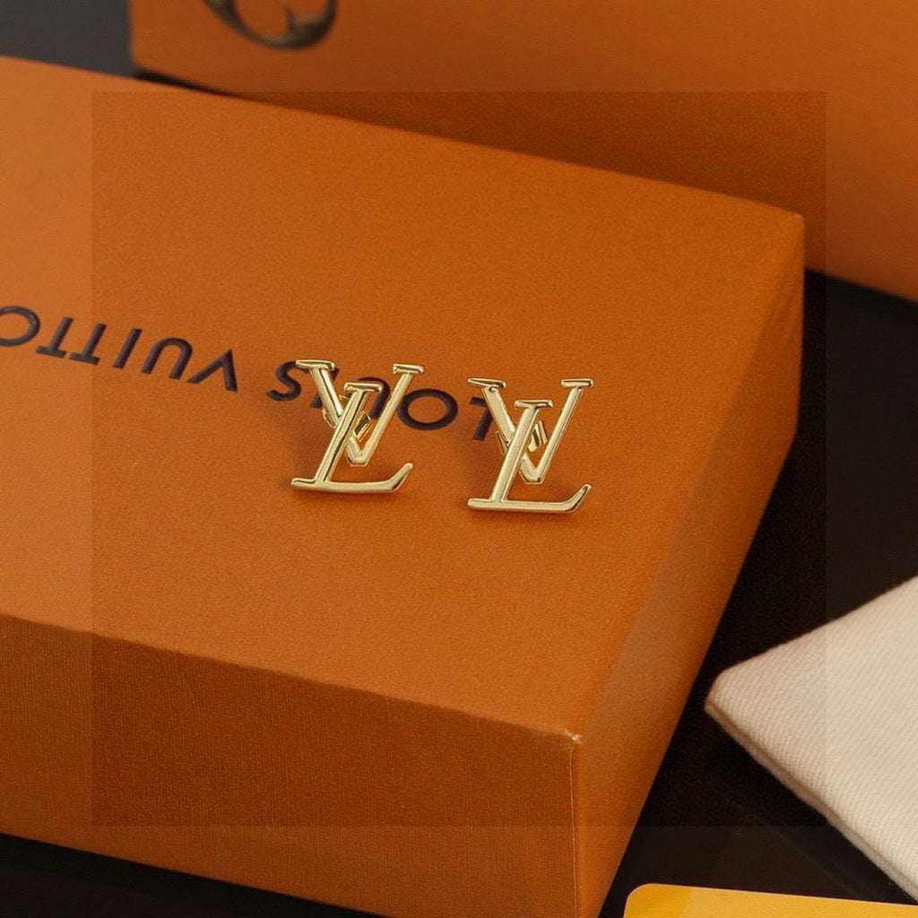 Louis Vuitton Gold-Tone LV Letter Stud Earrings - album image 4