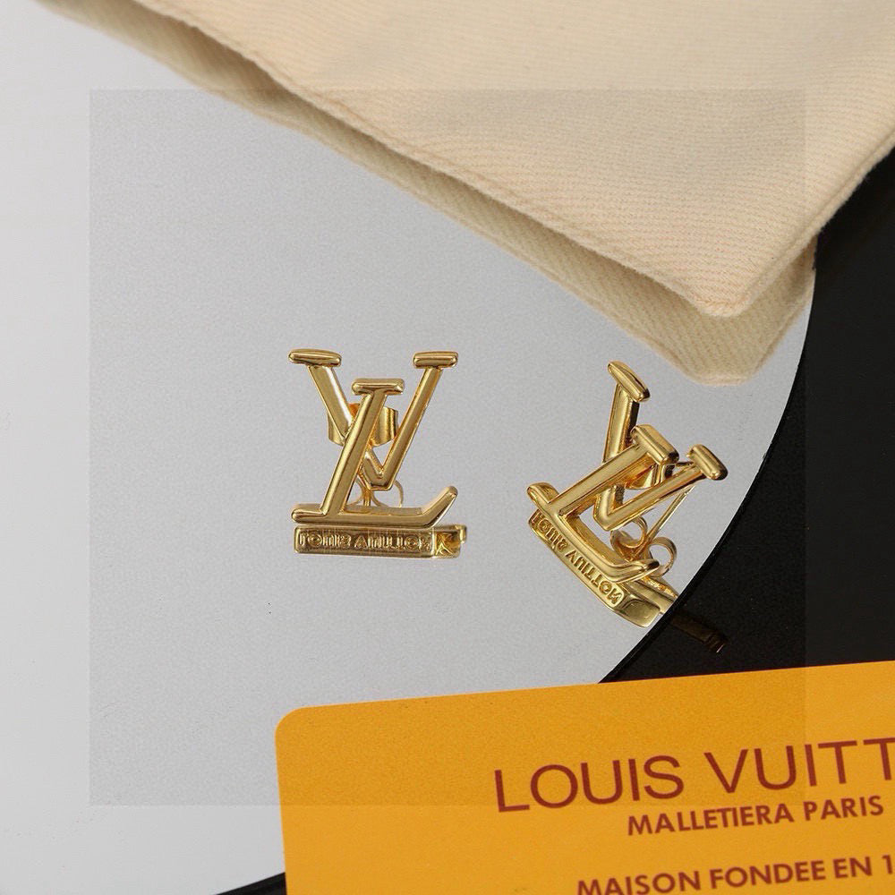 Louis Vuitton Gold-Tone LV Letter Stud Earrings - album image 6