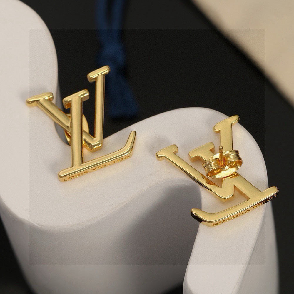 Louis Vuitton Gold-Tone LV Letter Stud Earrings - album image 9