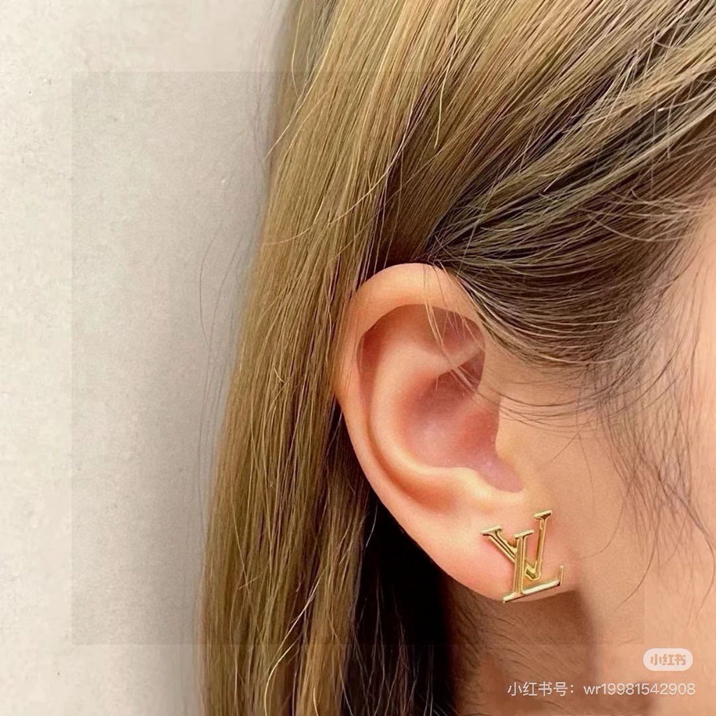 Louis Vuitton Gold-Tone LV Letter Stud Earrings - album image 3