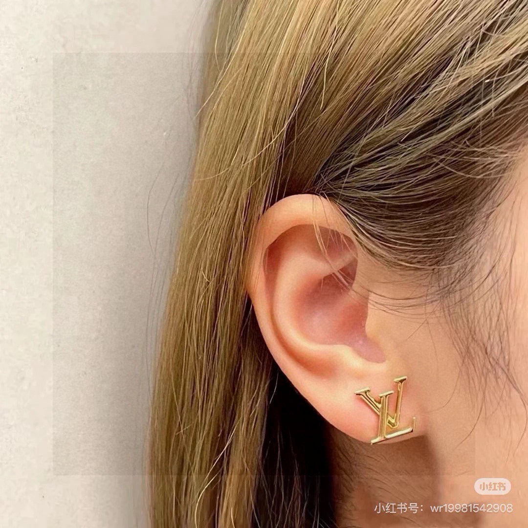 Louis Vuitton Gold-Tone LV Letter Stud Earrings - album image 3