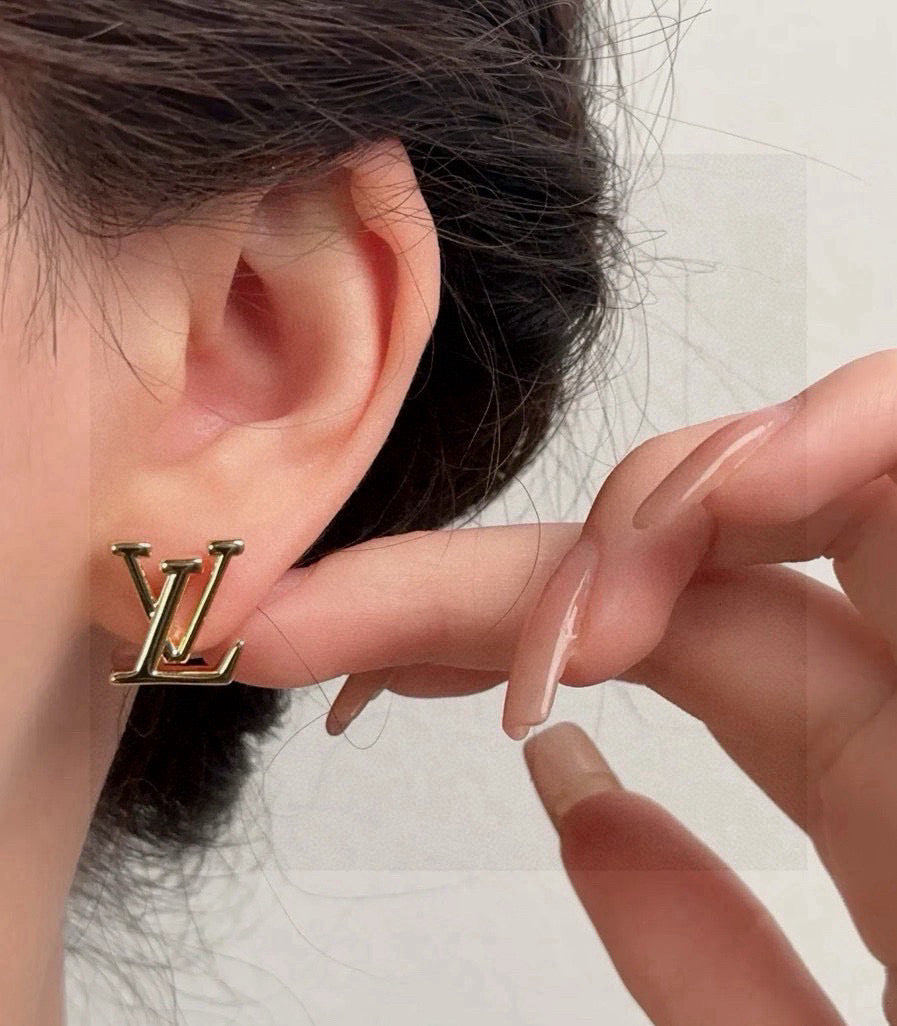Louis Vuitton Gold-Tone LV Letter Stud Earrings - album image 8