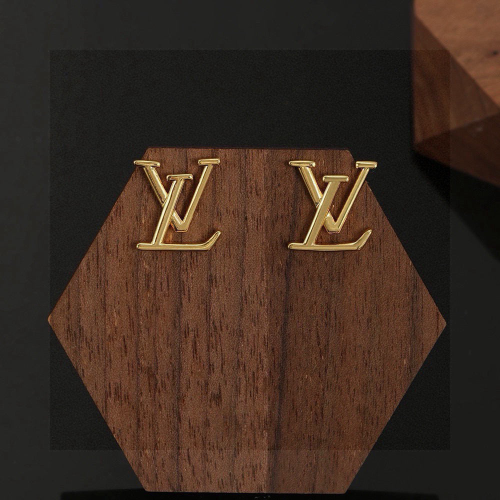 Louis Vuitton Gold-Tone LV Letter Stud Earrings - album image 2