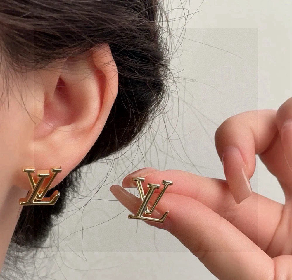 Louis Vuitton Gold-Tone LV Letter Stud Earrings - album image 7