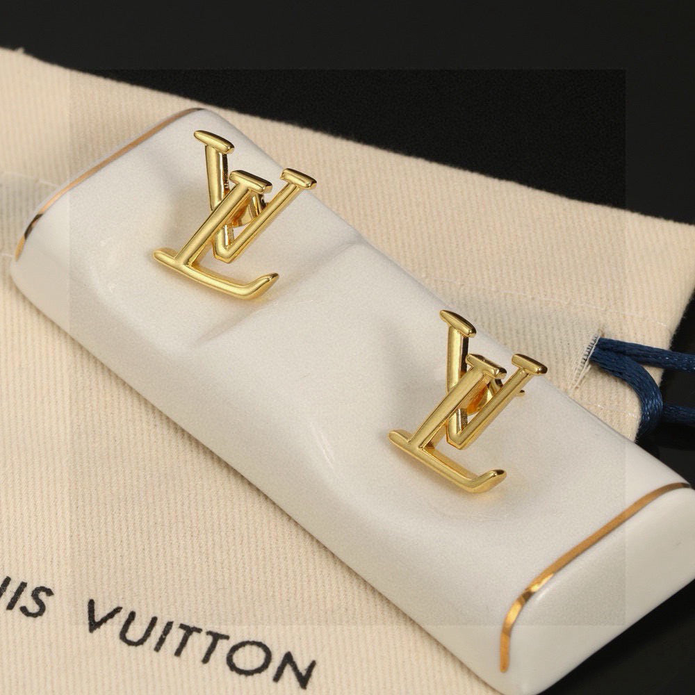 Louis Vuitton Gold-Tone LV Letter Stud Earrings - album image 5