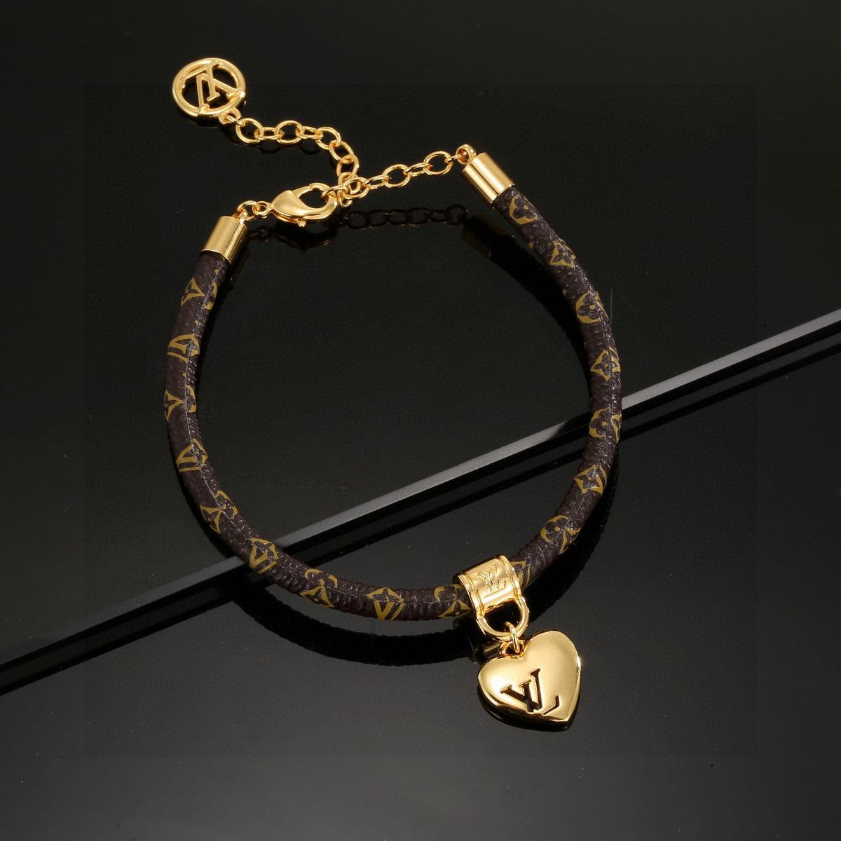 Louis Vuitton Circle Gold-Tone Leather Bracelet - album image 5