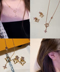 Louis Vuitton Gold-Tone Pink Clover LV Letter Jewelry - Earrings or Necklace - album image 1
