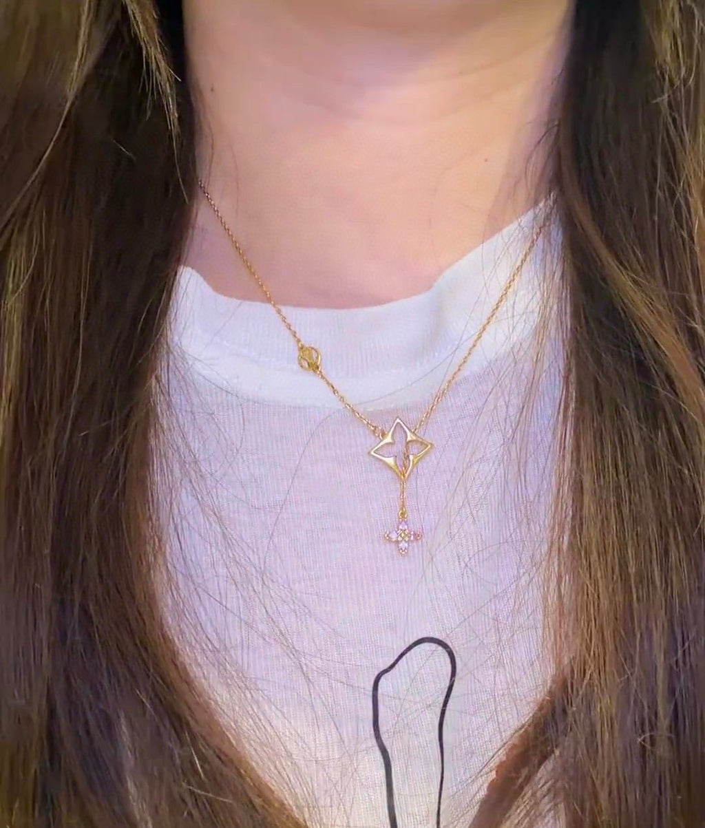 Louis Vuitton Gold-Tone Pink Clover LV Letter Jewelry - Earrings or Necklace - album image 5