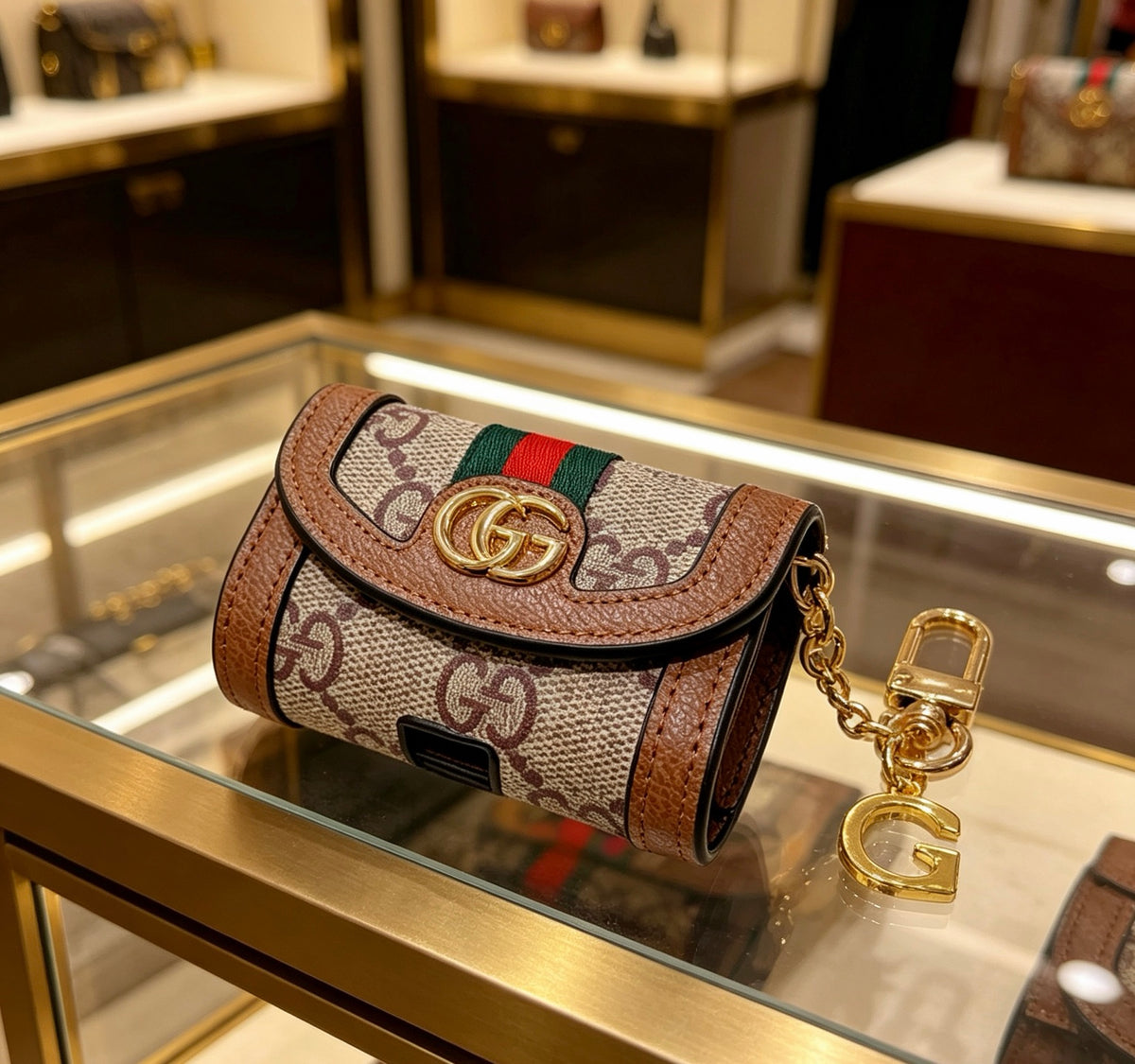 Gucci Brown Monogram Mini Bag Key Case - album image 1