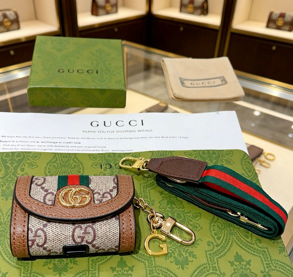 Gucci Brown Monogram Mini Bag Key Case - album image 3