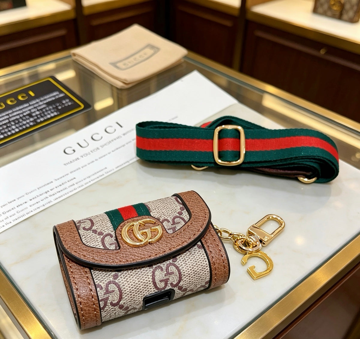 Gucci Brown Monogram Mini Bag Key Case - album image 6