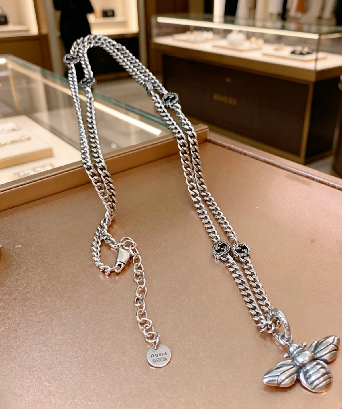 Gucci Anger Forest Interlocking G Bee Antiqued Chain Necklace - album image 6