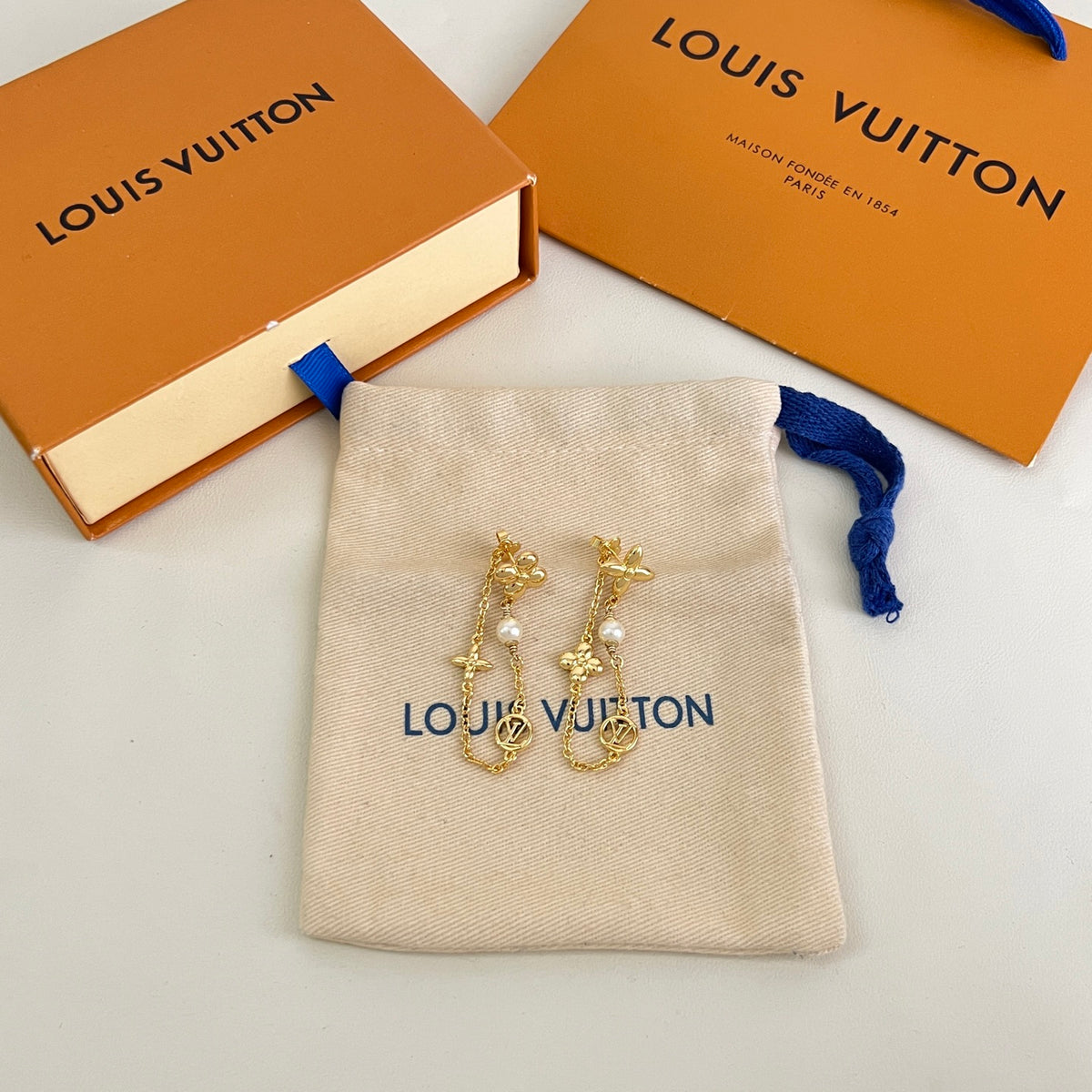 Louis Vuitton Gold-Tone Geometric Drop Earrings - album image 1