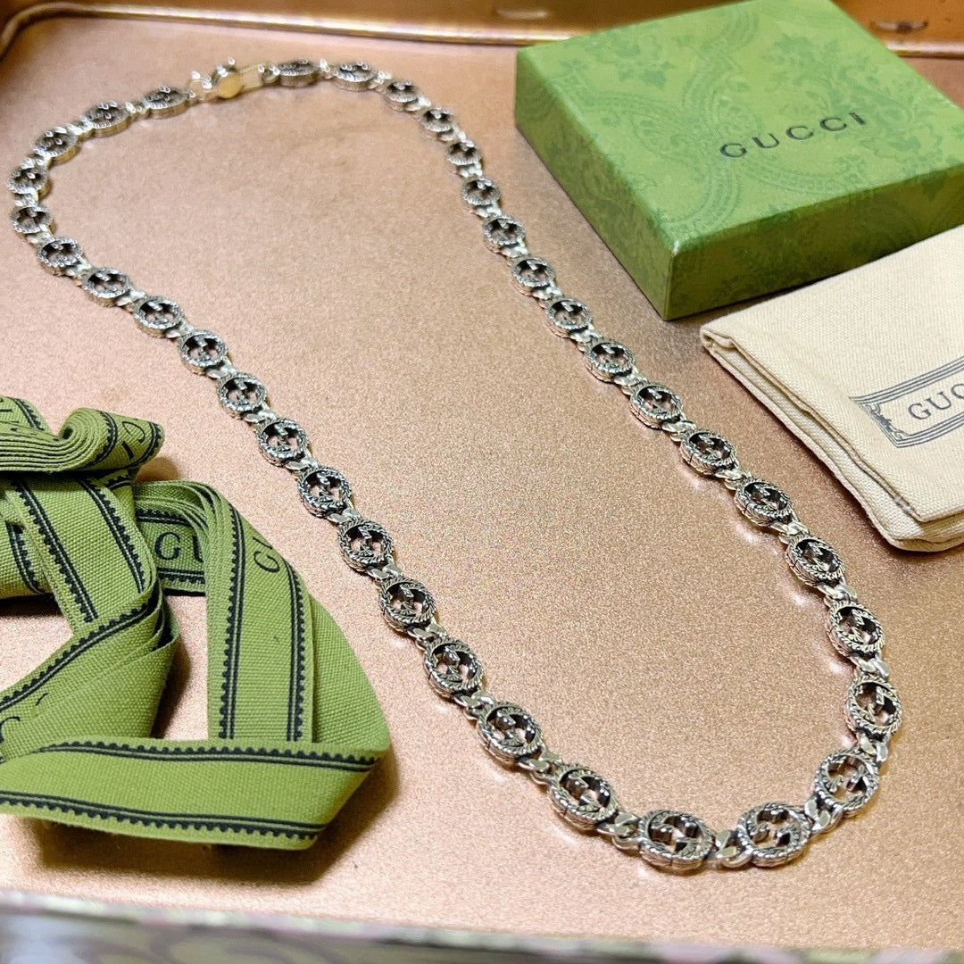 Gucci Anger Forest Interlocking G Antiqued Chain Necklace - album image 1
