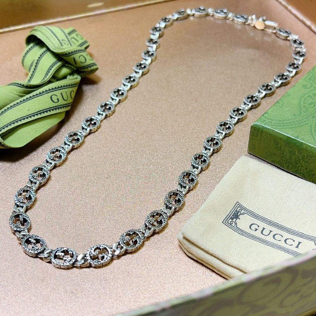 Gucci Anger Forest Interlocking G Antiqued Chain Necklace - album image 4
