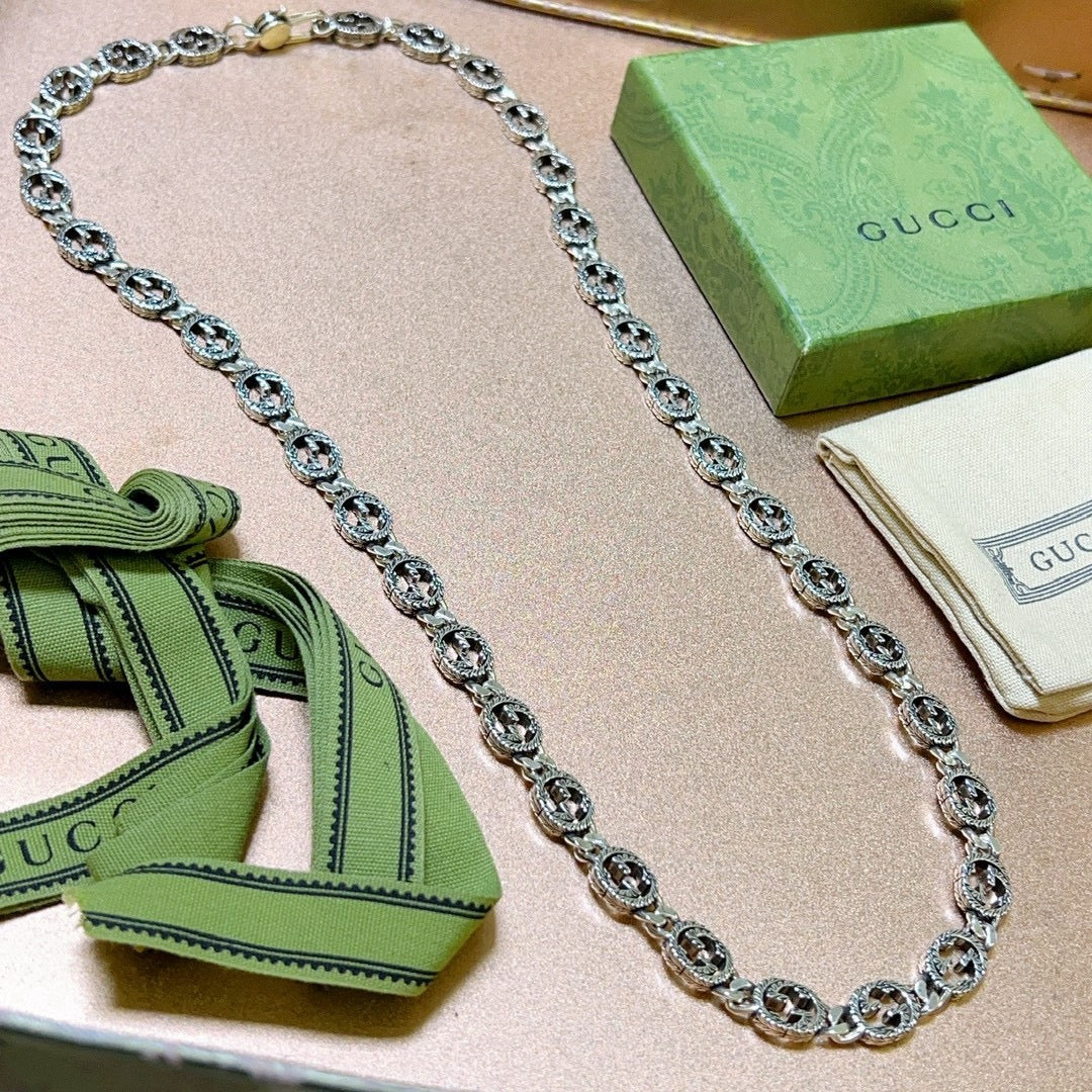 Gucci Anger Forest Interlocking G Antiqued Chain Necklace - album image 3