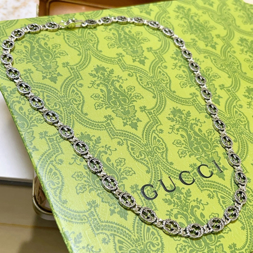 Gucci Anger Forest Interlocking G Antiqued Chain Necklace - album image 8