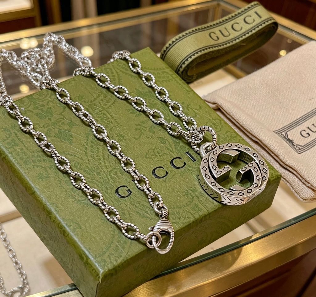 Gucci Anger Forest Interlocking G Antiqued Chain Necklace - album image 2