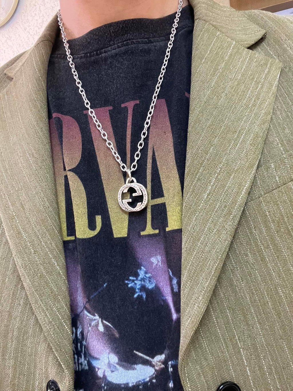 Gucci Anger Forest Interlocking G Antiqued Chain Necklace - album image 9