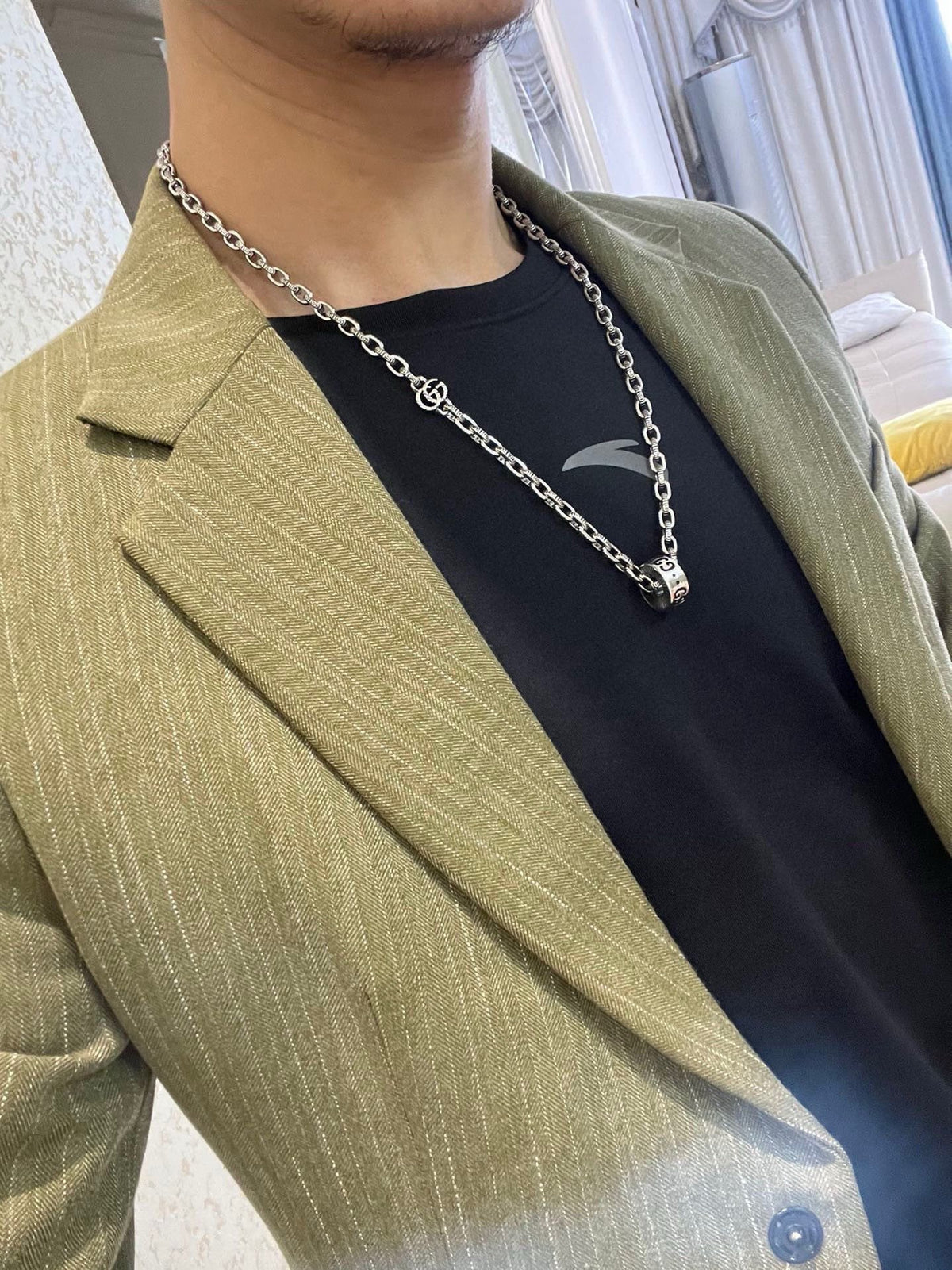 Gucci Anger Forest Interlocking G Antiqued Chain Necklace - album image 6