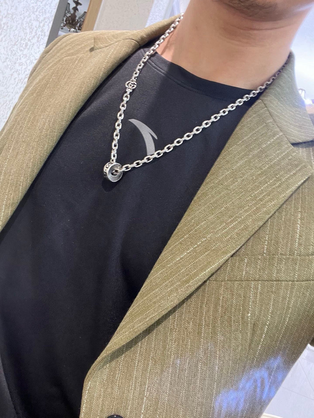 Gucci Anger Forest Interlocking G Antiqued Chain Necklace - album image 3