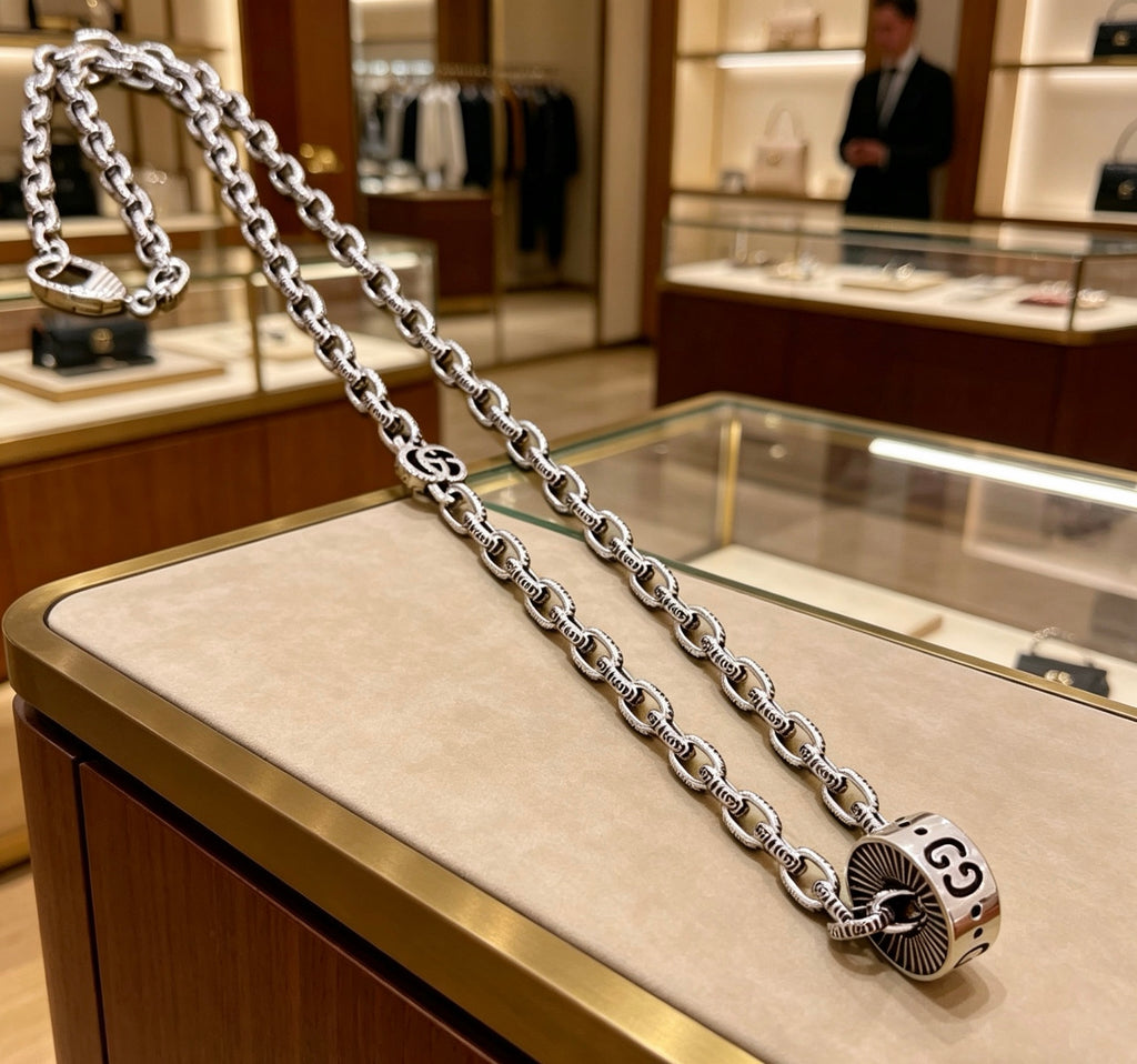 Gucci Anger Forest Interlocking G Antiqued Chain Necklace - album image 1