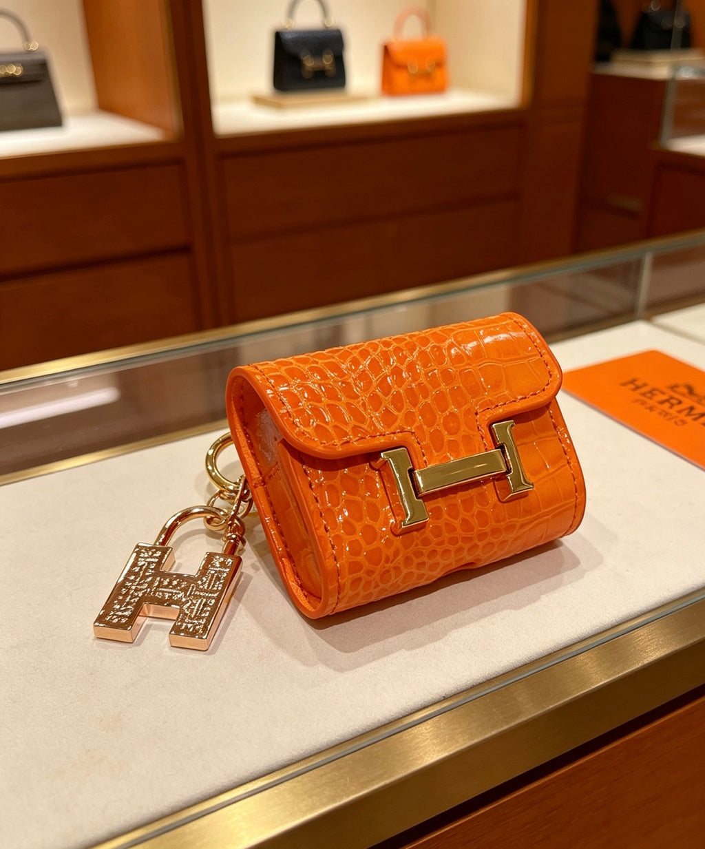 Hermès Orange Handbag-Charm Keychain - album image 5