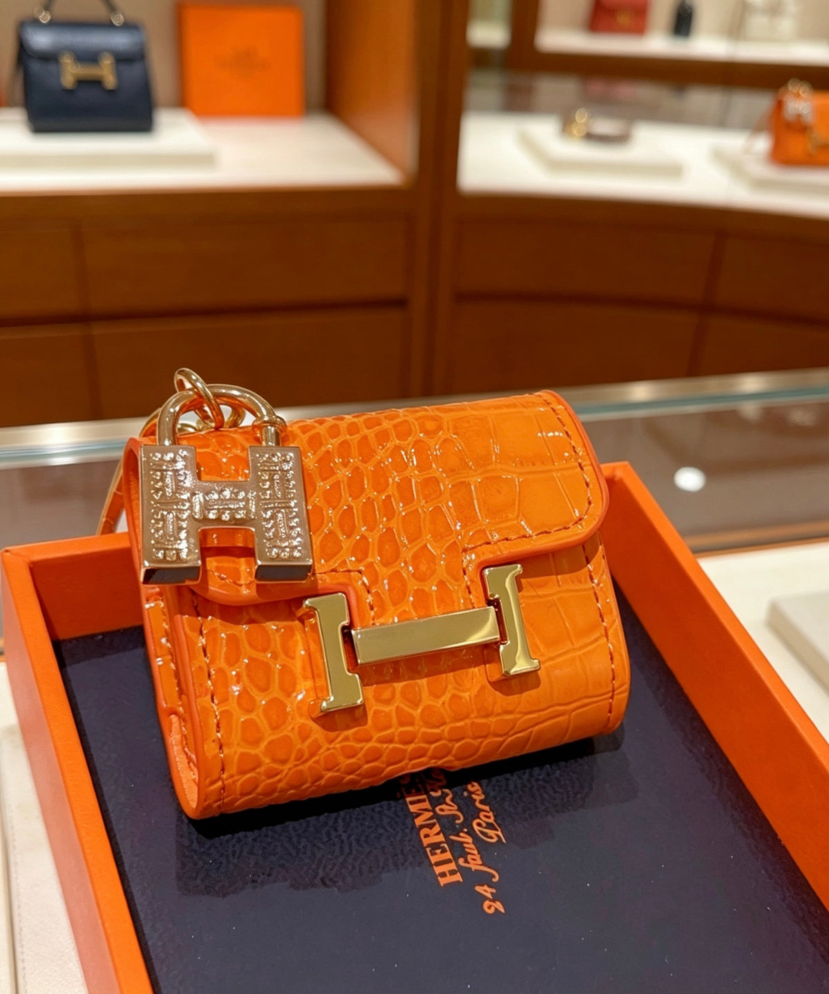 Hermès Orange Handbag-Charm Keychain - album image 2
