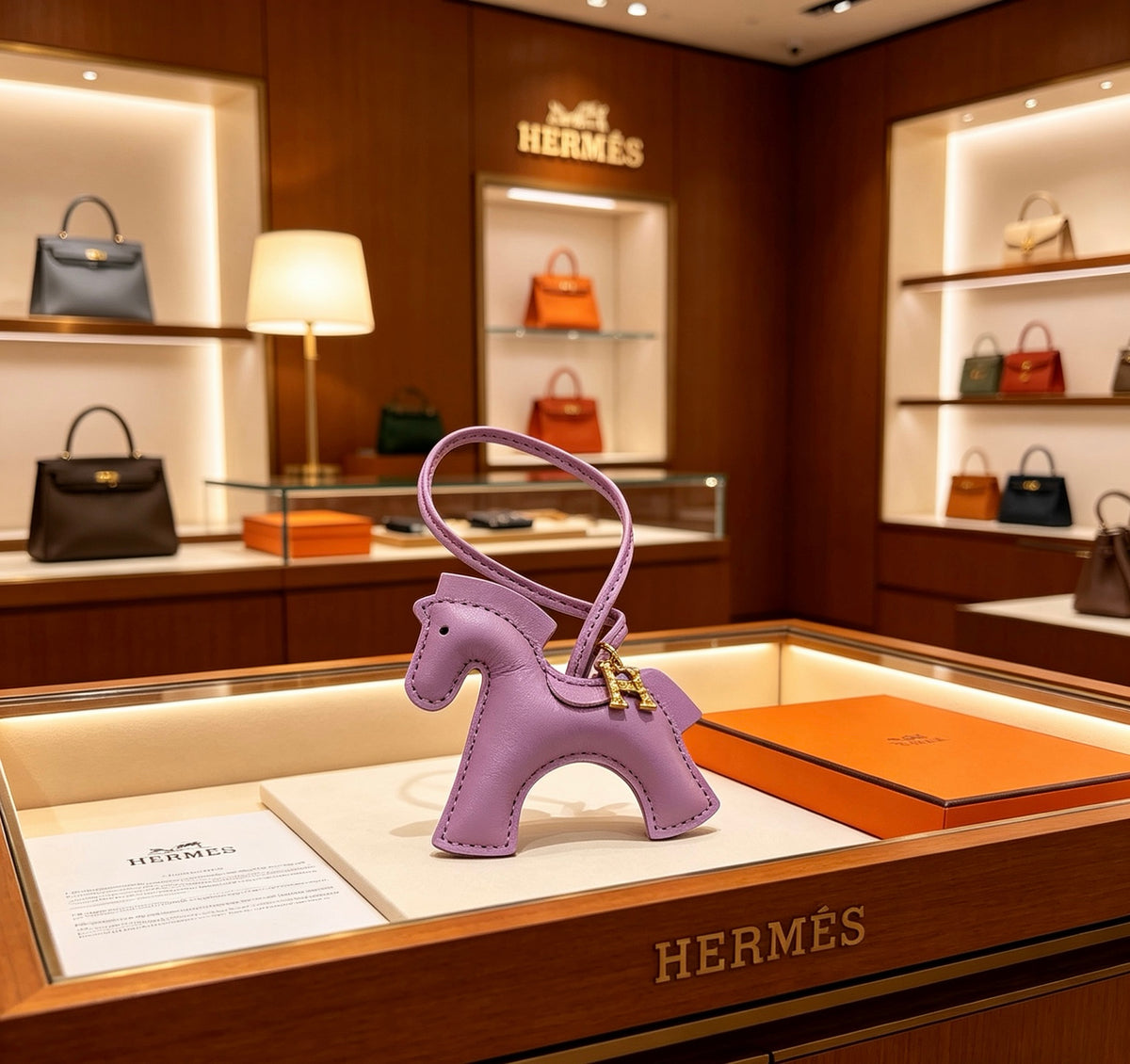 Hermès Lavender Leather Horse Bag Charm - album image 2