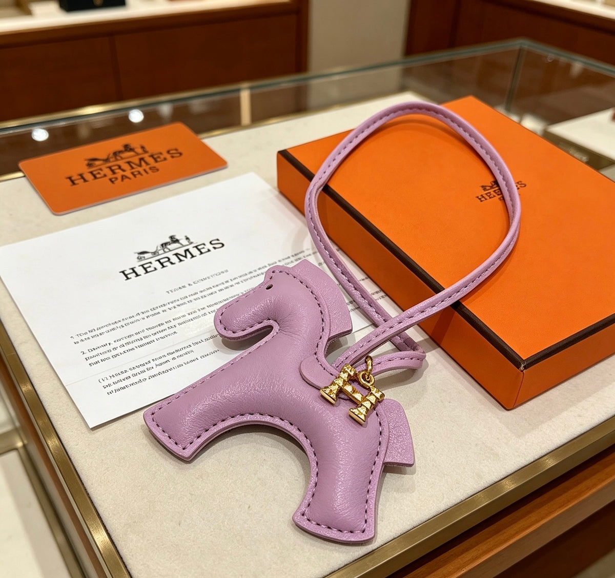 Hermès Lavender Leather Horse Bag Charm - album image 6